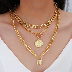 Alloy jewelry portrait layered necklace