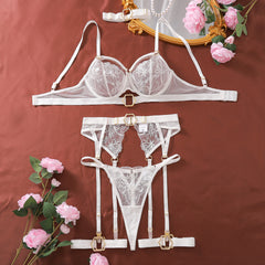 Sexy Lingerie Set with Metal Buckle, 5-Piece Bra Set